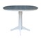 International Concepts Round 36 in Rd Extend Dining Table, 4 San Remo Stools, White/Heather Gray, 36 W, 48 L, 36.1 in H K05-36RXT-27B-S102-4 - alternate 2